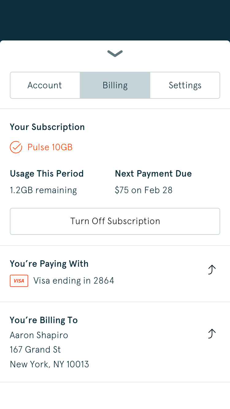Screenshot of the Karma app's updated billing screen