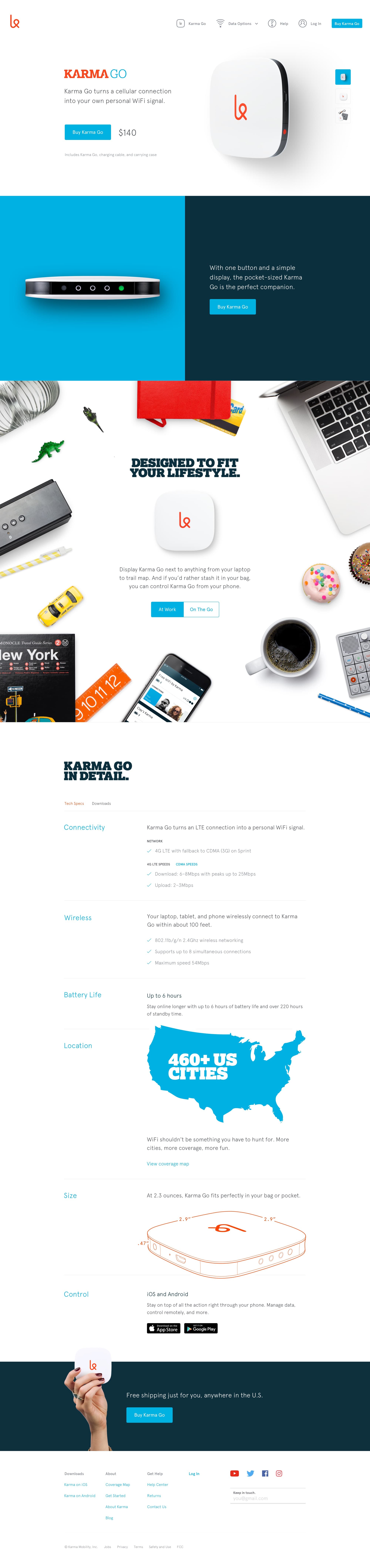 Screenshot of Karma Go's new product page