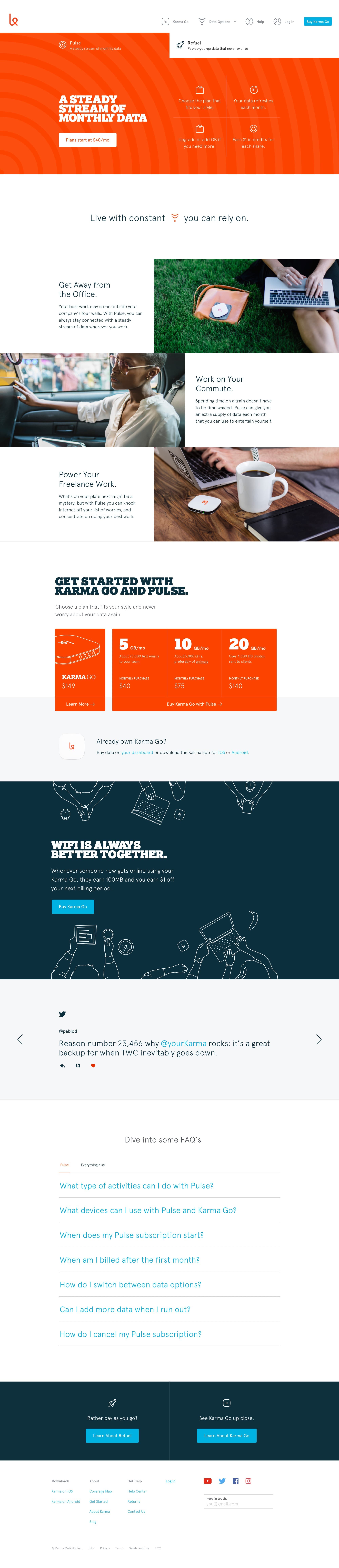 Screenshot of a first attempt at new pricing pages for Refuel and Pulse
