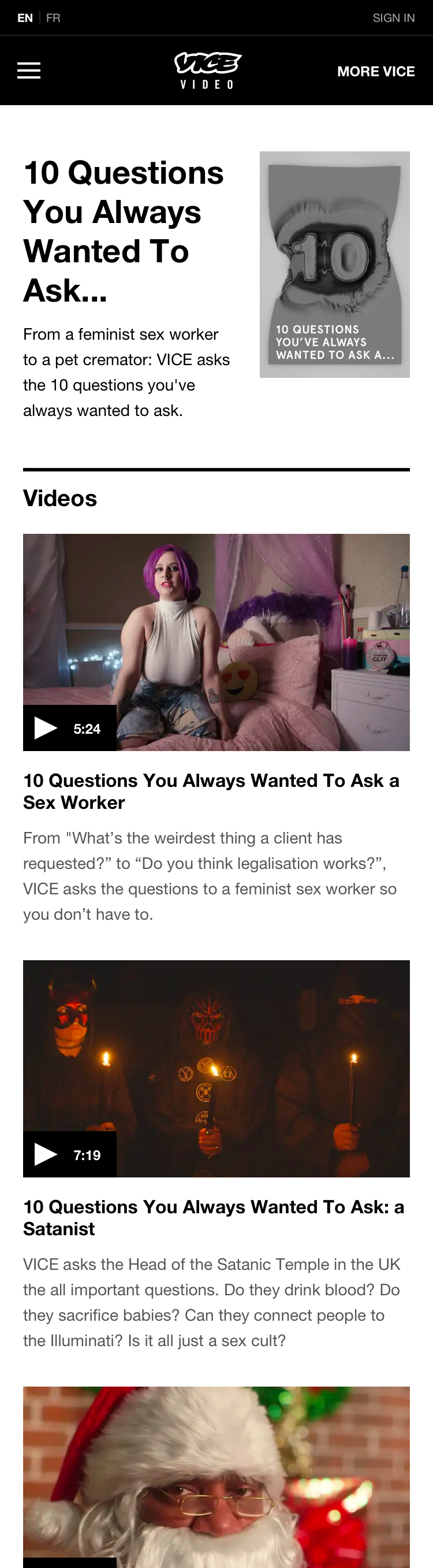 A show page on VICE Video
